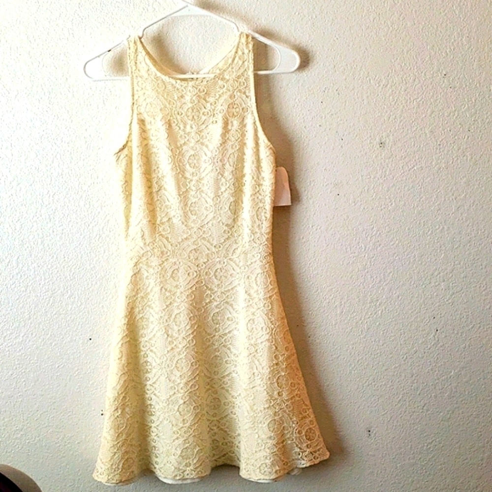 Love Ady Ivory Lace Fit and Flare Mini Dress SZ S